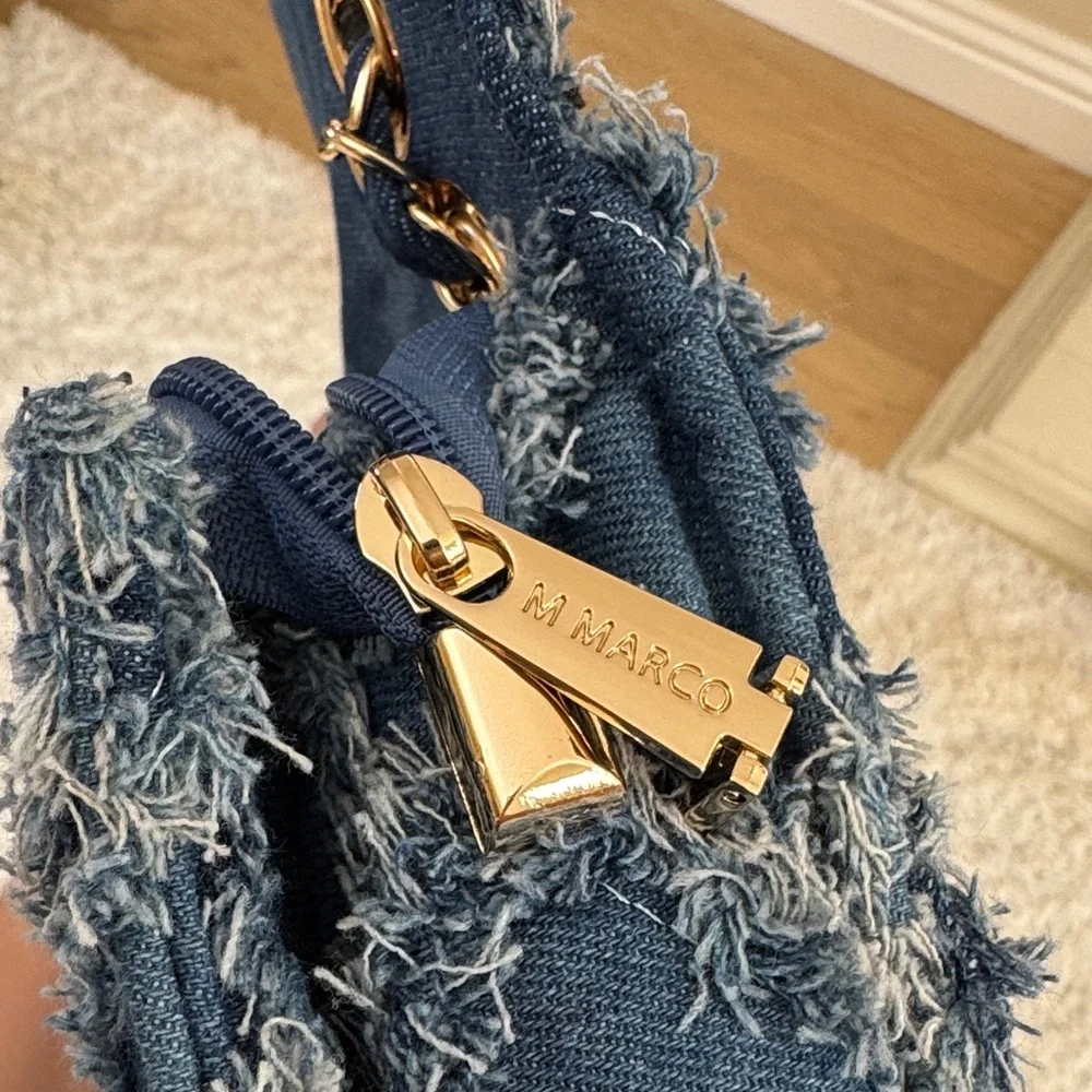 Elegant Denim Chain Shoulder Bag - Picture 3 of 8